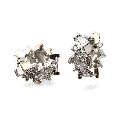 Колонка латунные микро проложить кубического циркония европейских бусы KK-L230-05P-1