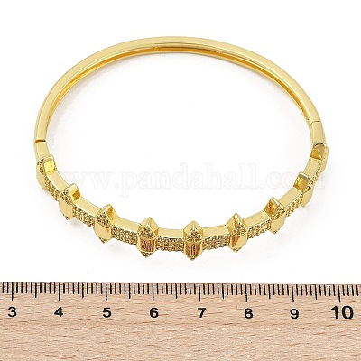 Женские браслеты на шарнирах из латуни с микропаве и прозрачным фианитом BJEW-S168-05G-1