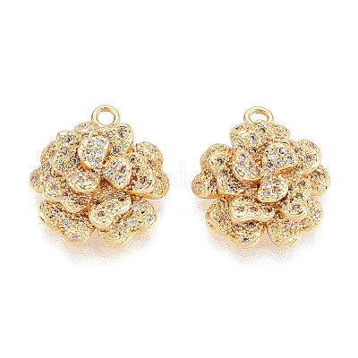 Латунные микропаве прозрачные подвески с фианитом KK-T077-33G-1