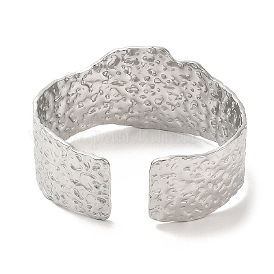 Не тускнеющие широкие кованые браслеты-манжеты из нержавеющей стали 304 для женщин BJEW-L682-012P-1