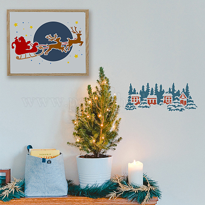 DIY Christmas Sleigh Decoration Kit with Paints Brushes Wooden Art