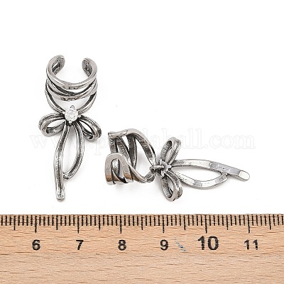 Серьги-манжеты с бантом из хирургической нержавеющей стали 316 EJEW-C160-02AS-1