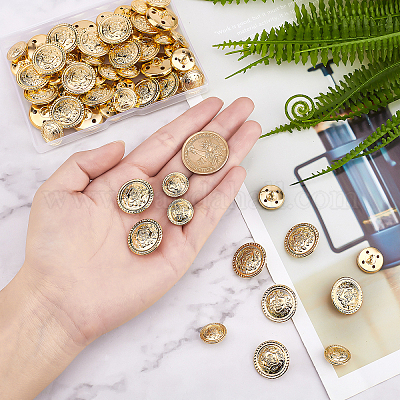 Wholesale OLYCRAFT 60Pcs Light Gold 4-Hole Brass Buttons Blazer Buttons  15mm 20mm Half Round with Badge Pattern Buttons for Jeans Coat Blazer Suits  Jacket Sewing Crafting 