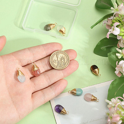 8 шт. 8 стиля подвески-слезинки из натурального смешанного камня PALLOY-CA00031-1