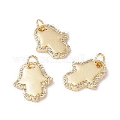 Латунные микропаве прозрачные подвески с фианитом KK-G415-19G-1