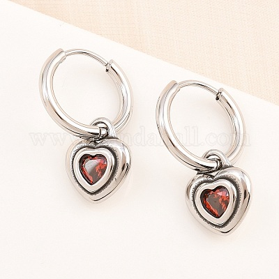 Серьги-кольца в форме сердца из хирургической нержавеющей стали 316 EJEW-C160-16-1