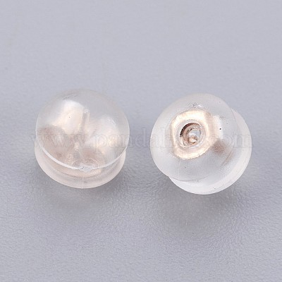 316 Surgical Stainless Steel Ear Nuts, Earring Backs, with Silicone, Round,  Rose Gold, 4x5mm, Hole: 1mm