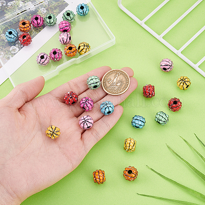 28шт 7 цвета непрозрачные акриловые бусины SACR-PH0002-33-1