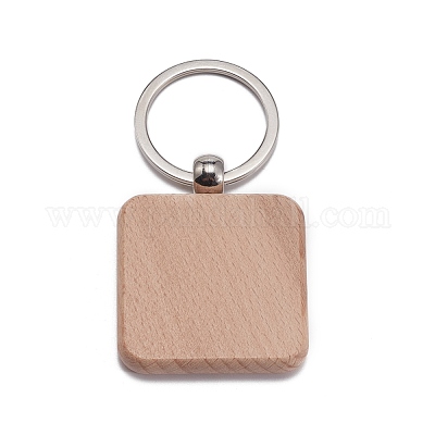 Porte-clés en bois de hêtre&nbsp;KEYC-WH0004-12-1