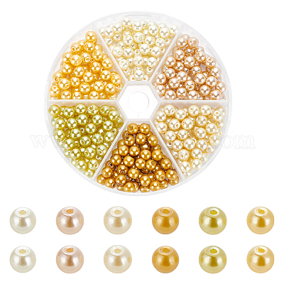 300шт 6 цвета выпечка окрашенные жемчужные стеклянные жемчужные круглые бусины HY-WR0001-02A-1