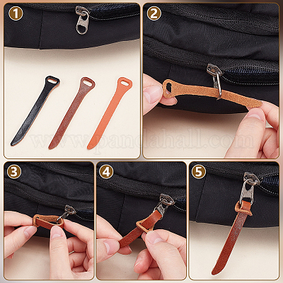 12 шт. двухцветных язычков для застежек-молний из коровьей кожи&nbsp;DIY-WR0005-19-1