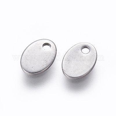 Pandahall 100pcs Oval 304 Stainless Steel Blank Stamping Tags 20x10mm  Double Side Pendants Charms for Bracelet Jewelry Making