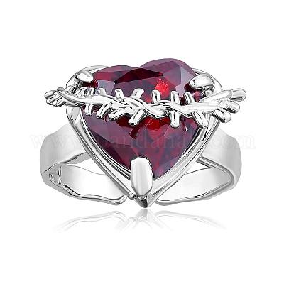 Pink Heart-Shaped Gemstone Open Ring