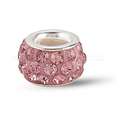 80 шт. полимерная глина со стразами европейские бусины с большими отверстиями с серебряными латунными сердечниками FPDL-LT0001-02C-1