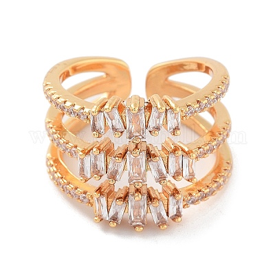 Открытые манжеты из латуни с фианитами RJEW-B053-07-1