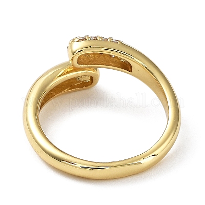 Стойка покрытие латунь микро паве кубический цирконий открытые манжеты кольца RJEW-Q777-12G-1