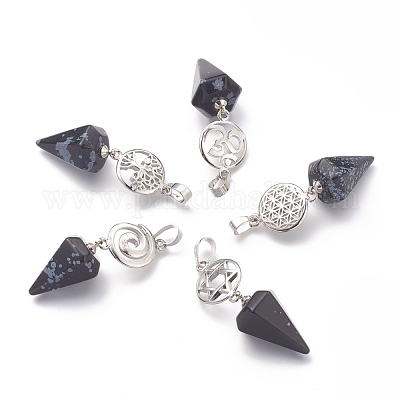 Естественно снежинка обсидиана подвески G-O194-04-1