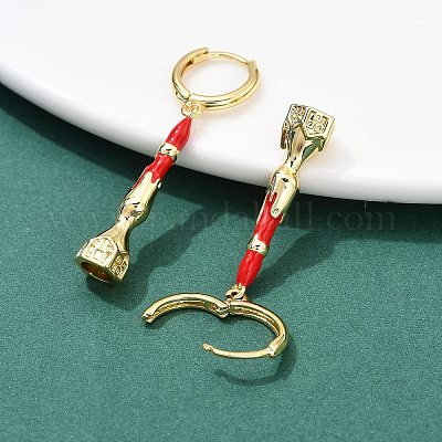 Серьги-кольца из латуни с эмалью EJEW-B149-04G-1