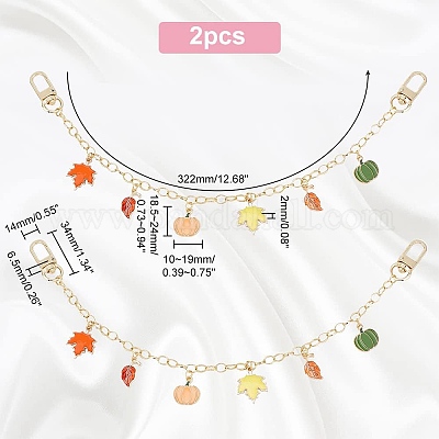 Ручки для сумок с эмалью из сплава осенних листьев и тыквы FIND-PH0009-21-1