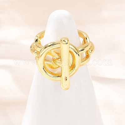 Латунь манжеты кольца RJEW-C140-02G-1