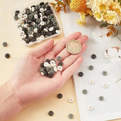 3 нитка 3-х цветных бусин из натуральной лавы G-OC0002-83-1