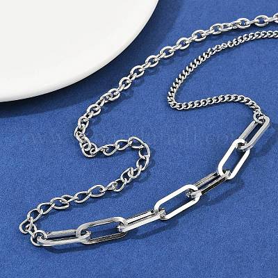 304 нержавеющая сталь скрепка цепочка витая цепь кабель цепи ожерелья для женщин мужчин NJEW-A053-01P-1