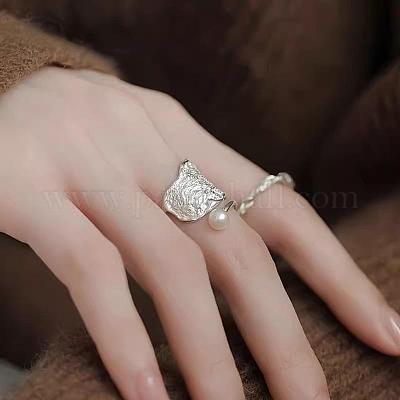 2 шт. 925 регулируемых кольца-манжеты из стерлингового серебра с натуральным пресноводным жемчугом круглой формы FS-WGC280C-03-1