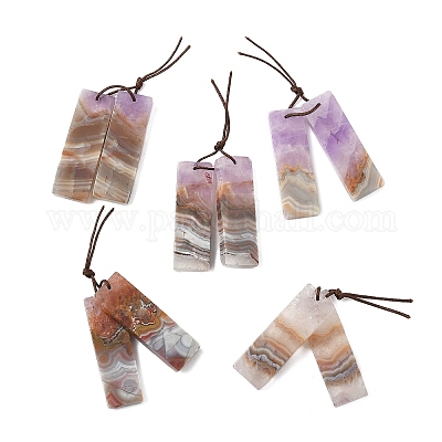 Подвески из натурального аметиста и кружевного агата G-S398-03E-1