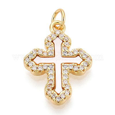 Латунные микропаве прозрачные подвески с фианитом KK-N268-39G-1