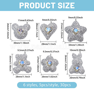 Кабошоны из смолы 30шт 6 стиля&nbsp;FIND-CA0011-45-1