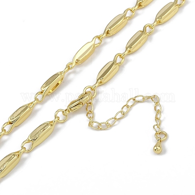 Ожерелья из овальной цепи с покрытием из латуни для женщин NJEW-K382-16C-G-1