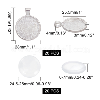 40шт набор для изготовления плоских круглых подвесок DIY-AR0001-30S-1