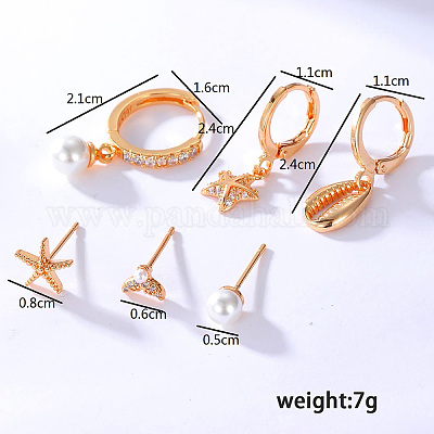 6 пара комплектов сережек из латуни NL6059-1