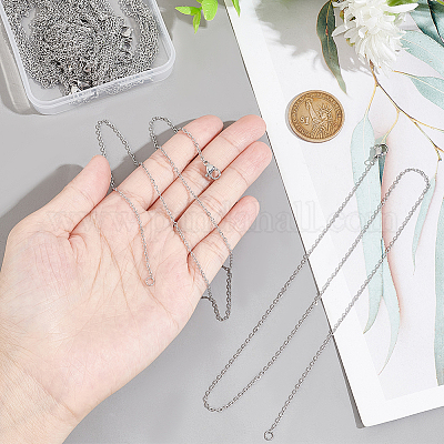 Классические простые ожерелья из нержавеющей стали 304 для мужчин и женщин с цепочкой-кабелем STAS-UN0003-37P-1