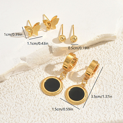 3 пара серег-гвоздиков и сережек-колец из нержавеющей стали YE7662-1