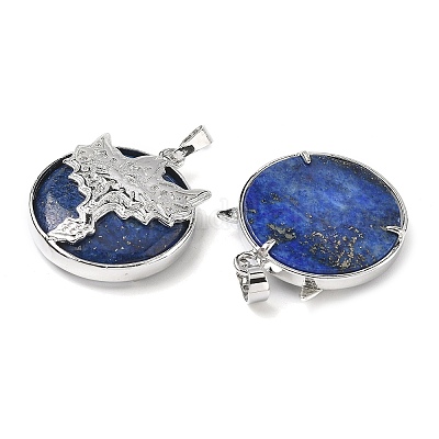 Плоские круглые подвески из натурального лазурита G-G279-01P-07-1