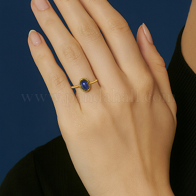 2 шт. 2-х цветные регулируемые манжетные кольца из нержавеющей стали с синтетическими драгоценными камнями RJEW-GO0001-27B-1