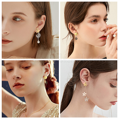 8 шт. 2 стиля фурнитуры для сережек-гвоздиков из латуни и латуни с микропаве из кубического циркония KK-BBC0001-05-1