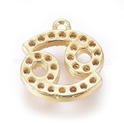 Позолоченные латунные подвески из микропаве из циркония ZIRC-L075-51J-1