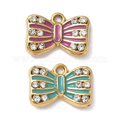 Подвески-бантики из нержавеющей стали 304 с кристаллами и стразами STAS-G362-11G-1