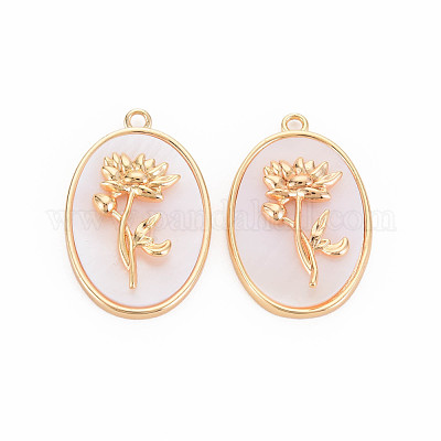 Подвески из латуни с цветочным принтом KK-S364-287-1