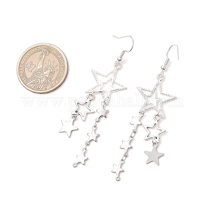 Серьги-подвески в форме звезды из нержавеющей стали 304 EJEW-TA00624-1