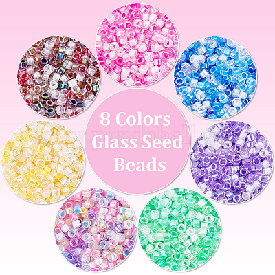 7 набор 7-х цветных прозрачных стеклянных бусин с блеском и радужными цветами GLAA-PH0003-80-1