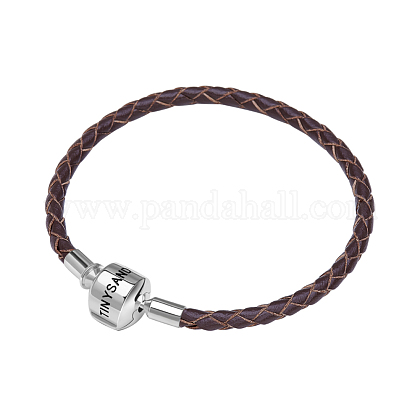 TINYSAND 925 Sterling Silver Braided Leather Bracelet Making TS-B-129-19-1