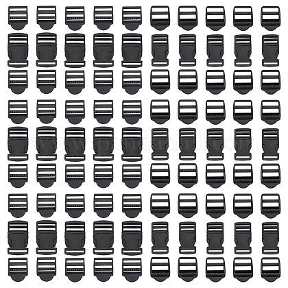 Set Fibbie Rapide E Scorrevoli Aerzetix | 4+4 Pezzi, Plastica Nera | Per Cinghie, Zaini, Borse Fai-Da-Te