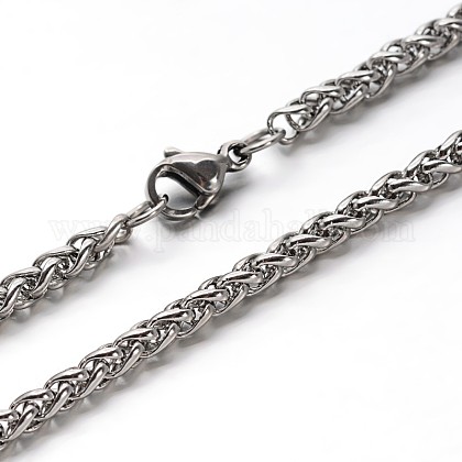 Collares de cadena de trigo de 304 acero inoxidable NJEW-O058-26P-1