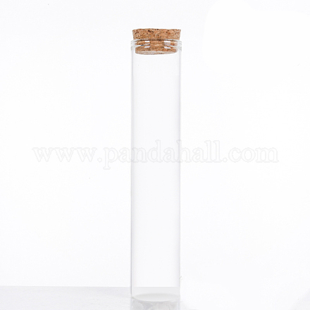 ミニ高ホウケイ酸ガラス ボトル ビーズ容器  ウィッシングボトル  コルク栓付き  コラム  透明  15x3cm  容量：80ml（2.71fl.oz） BOTT-PW0001-262H-1