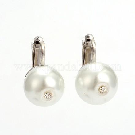 Perline moda perla di vetro orecchini a clip EJEW-JE01518-01-1