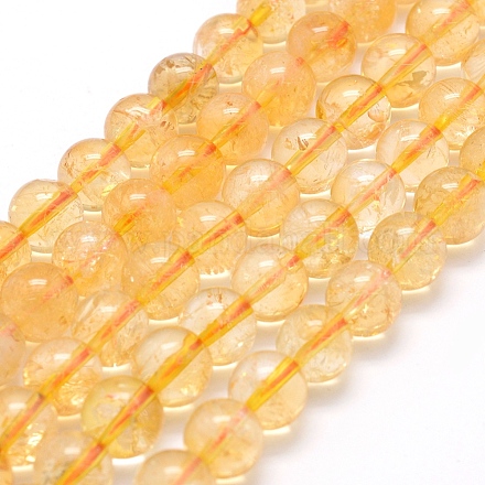 Natural Citrine Beads Strands G-P335-11-8mm-A-1