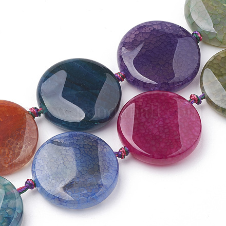 Chapelets de perles en agate craquelée naturelle teintée G-T105-05B-1